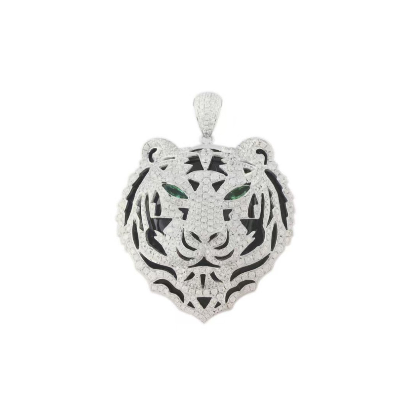 18k gold Black Onyx Tiger-shaped Pendant with full set diamonds customized