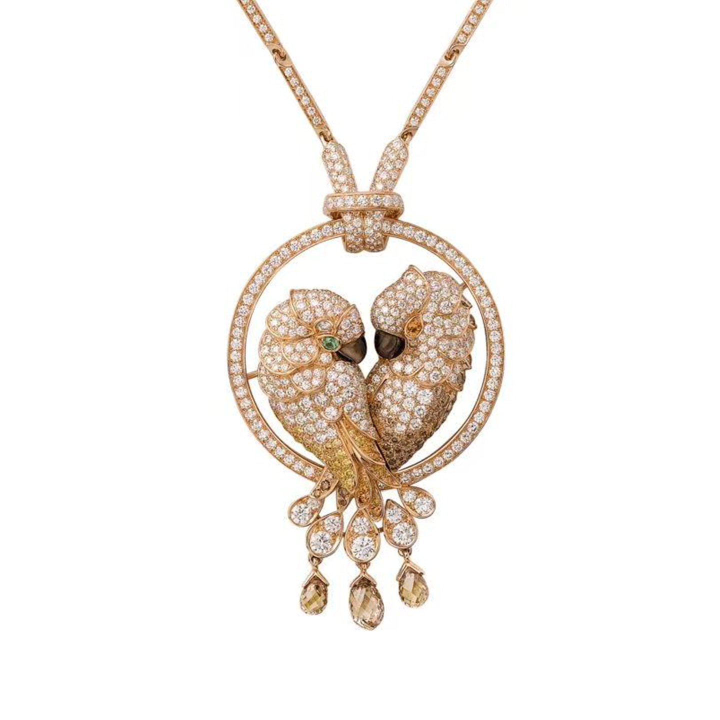 18k gldo Parrot pendant necklace with full set diamonds customized