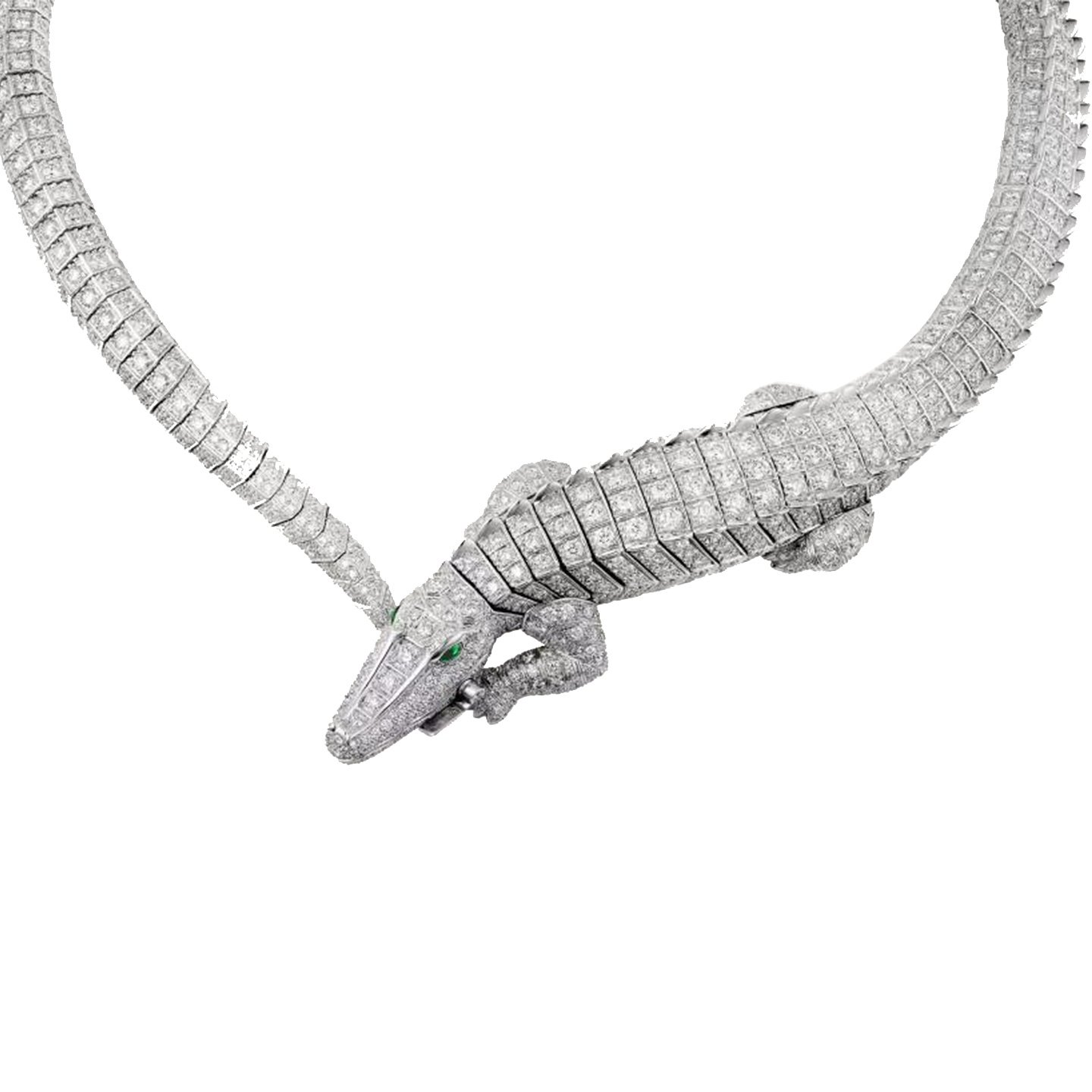 18k gold Alligator necklace with full set siamonds customized