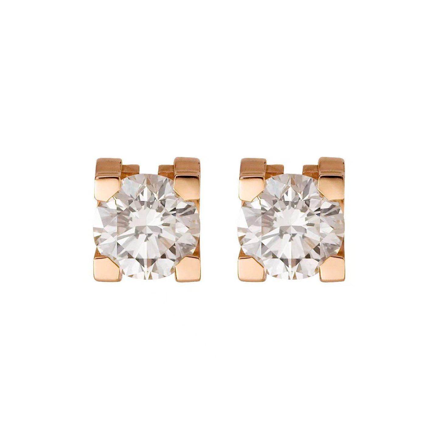 18k gold Bull head-style earrings with natural diamonds