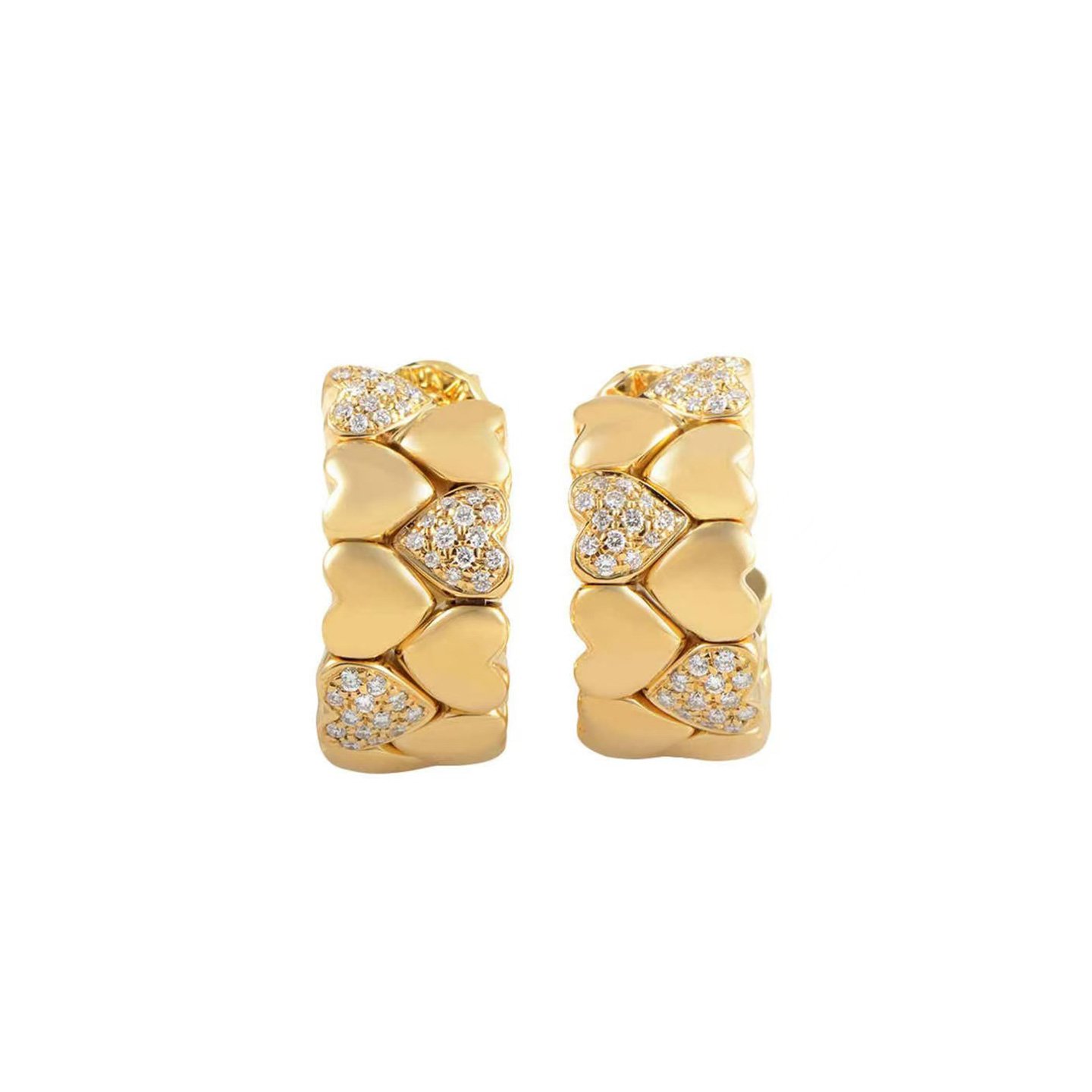 18k gold Heart-shaped diamond earrings with natural diamonds