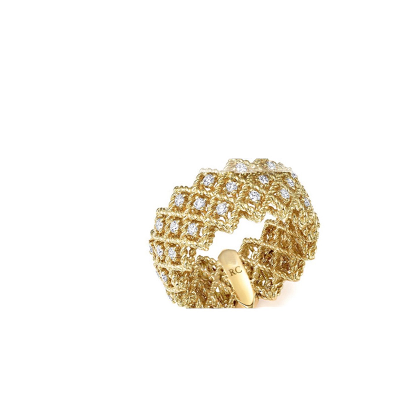 18k gold Knotted Pattern Ring with natural diamonds customized for rbt