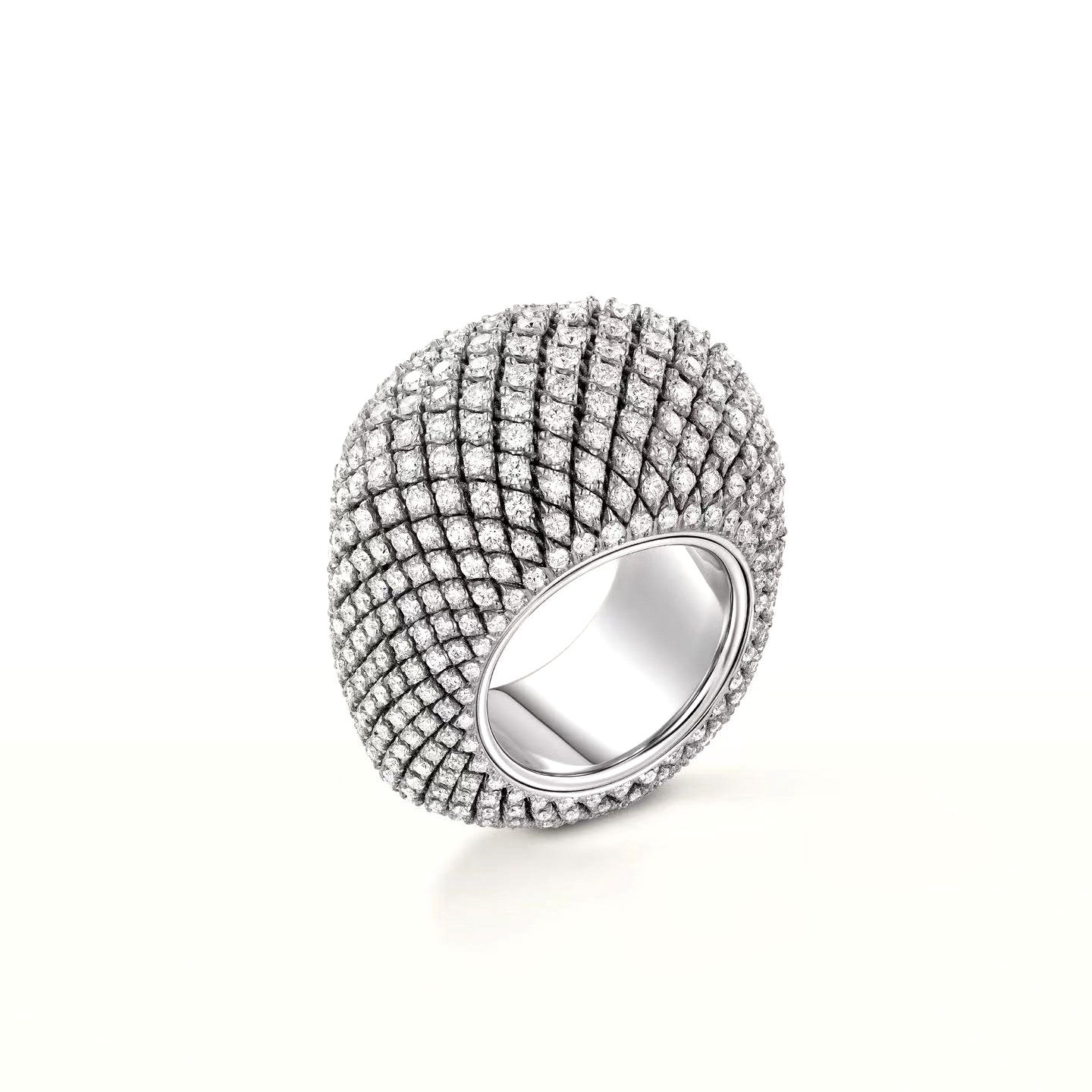 18k gold Grid ring with full-set diamonds customized