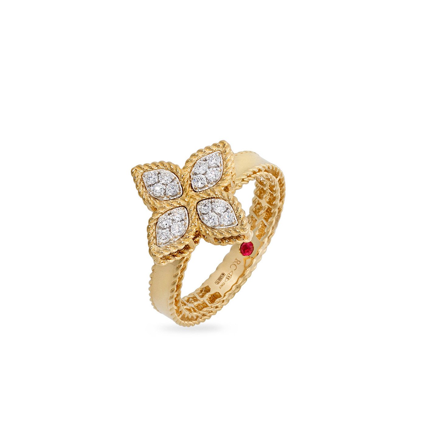 18k gold darts four-leaf clover ring with natural diamonds customized