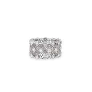 Lace Honeycomb Ring with natural diamonds customized 18k gold