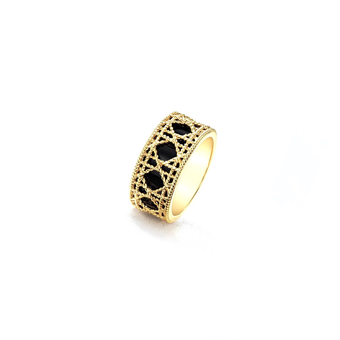 18k gold Twisted Cord Grid Ring with natural diamonds customized