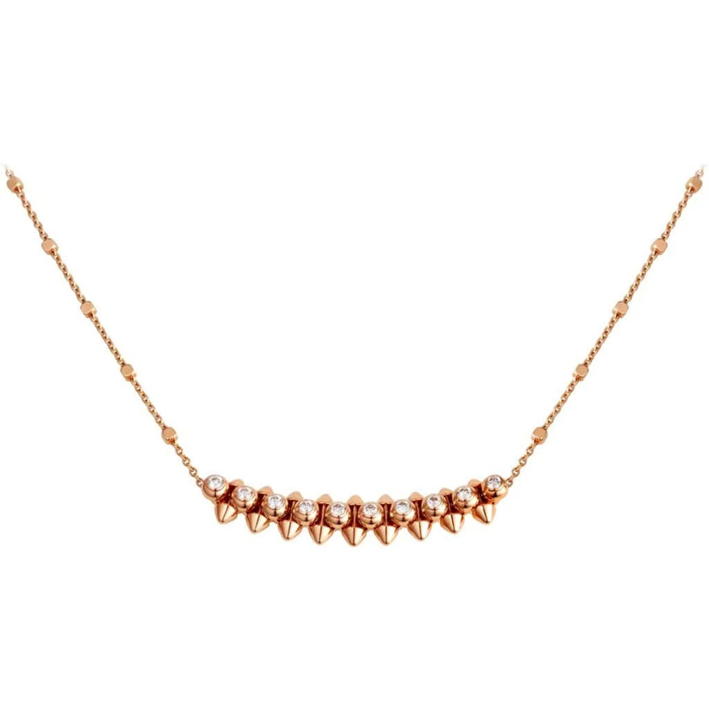 18k gold pointed rivet necklace with natural diamonds customized