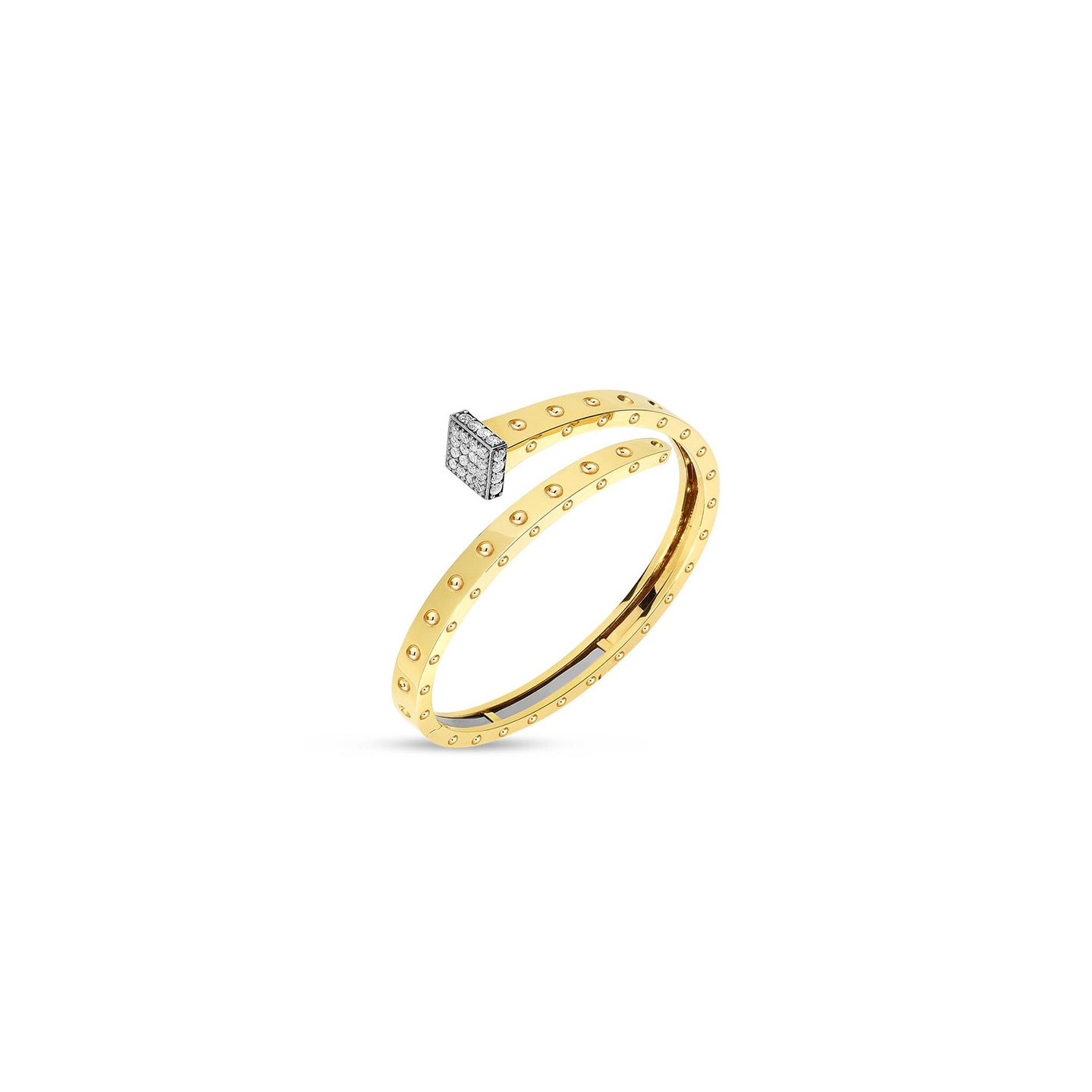 18k gold square headed Nail Ring with natural diamonds customized