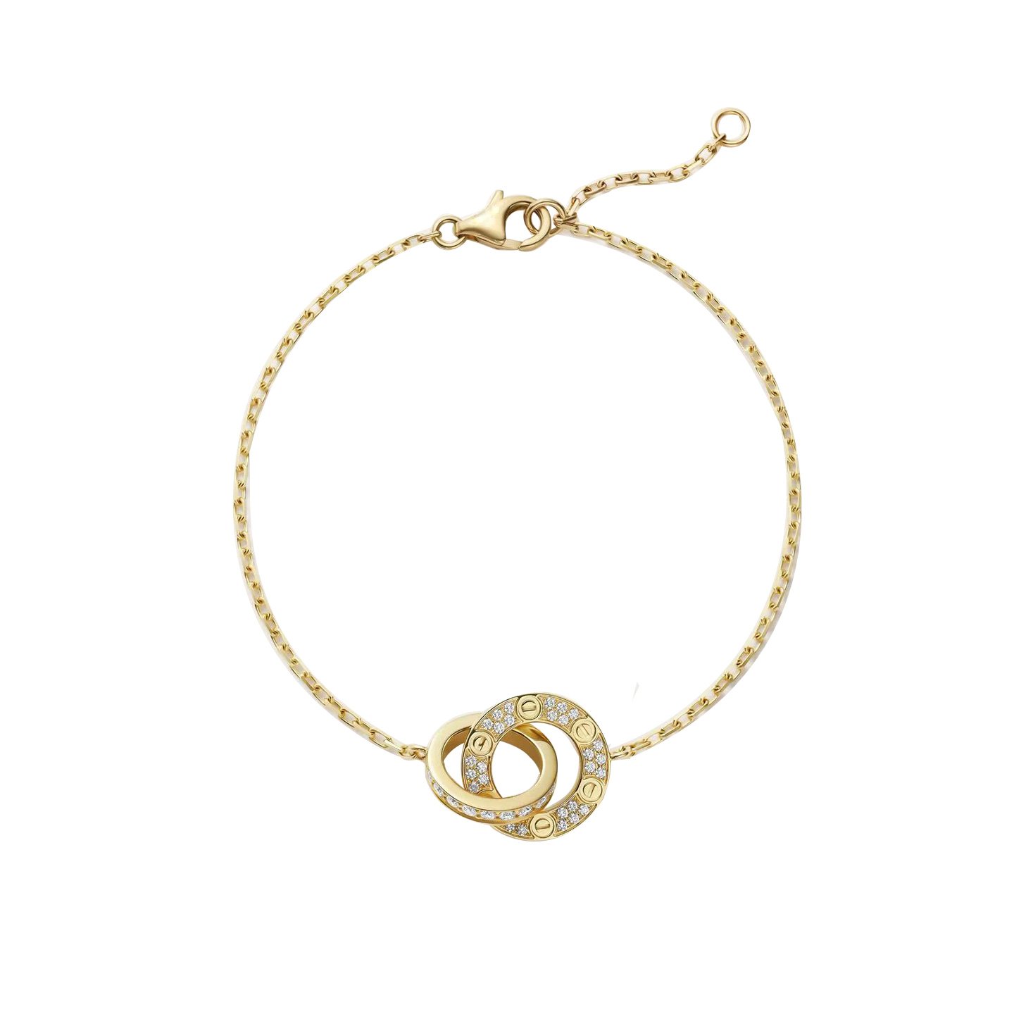 18k gold love Double-ring bracelet with natural diamonds customized