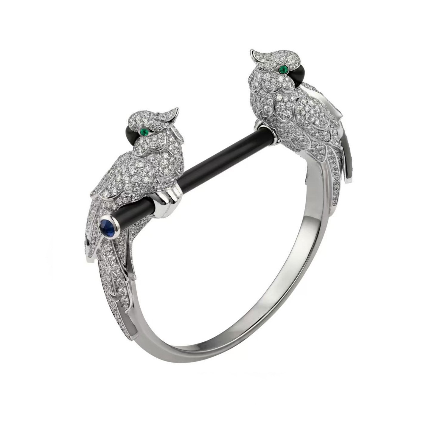 18k gold Parrot-shaped bracelet with natural diamonds customized