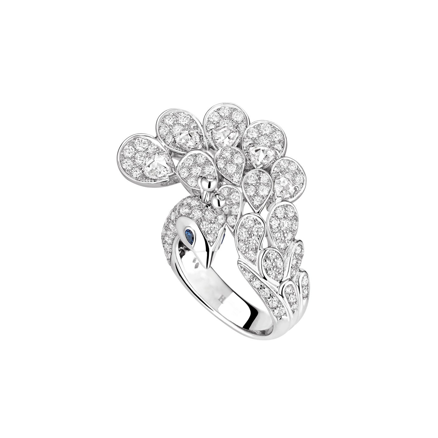 18k gold full set natural diamonds Peacock Ring customized