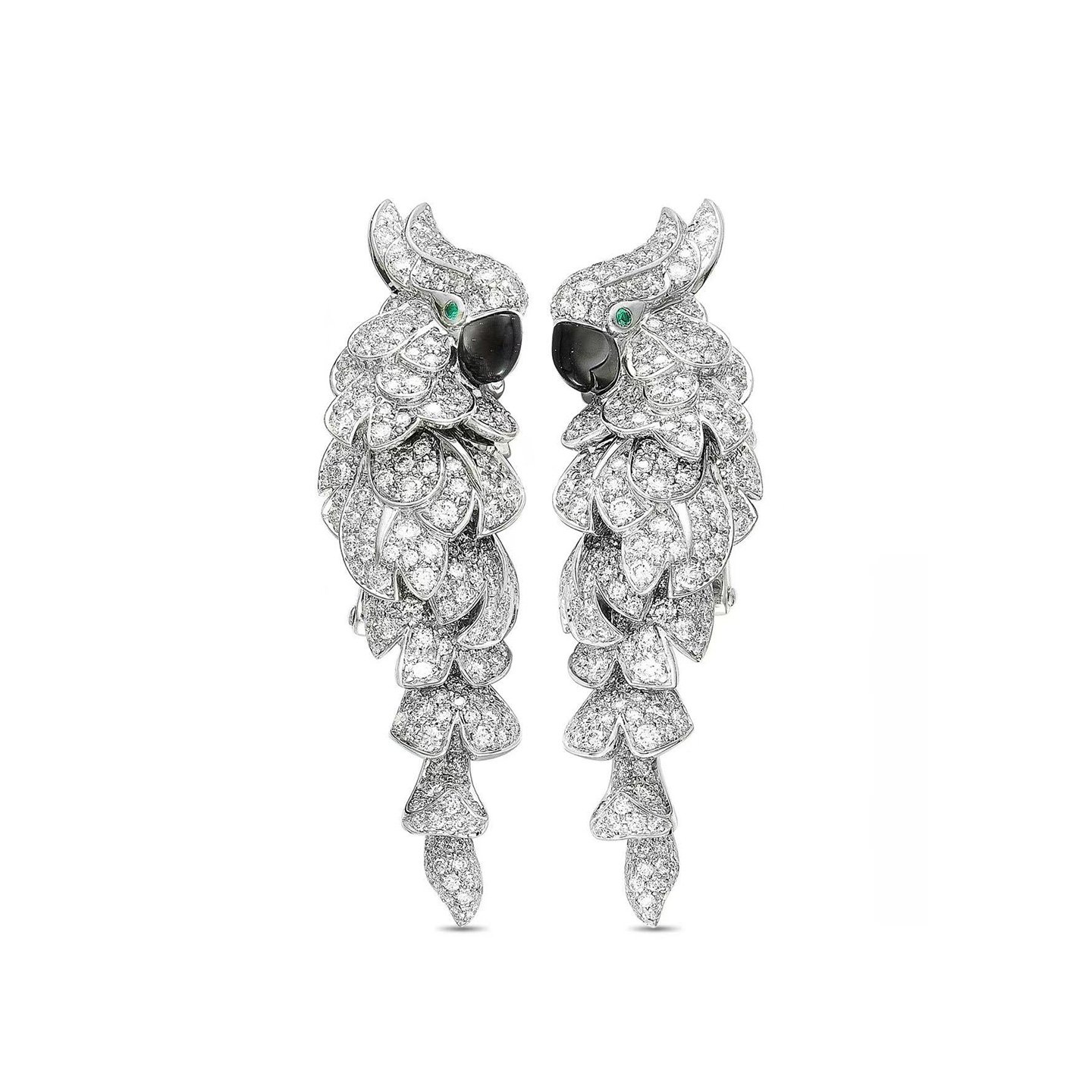 18k gold Parrot earrings with full diamonds customized