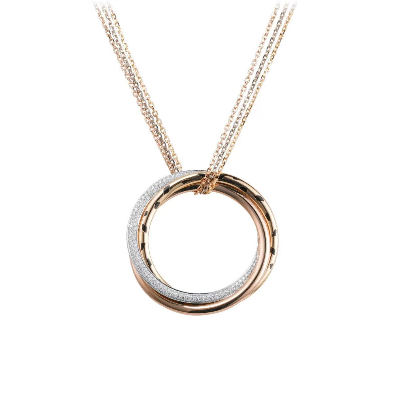 18k gold Trinity pendant necklace with natural diamonds customized