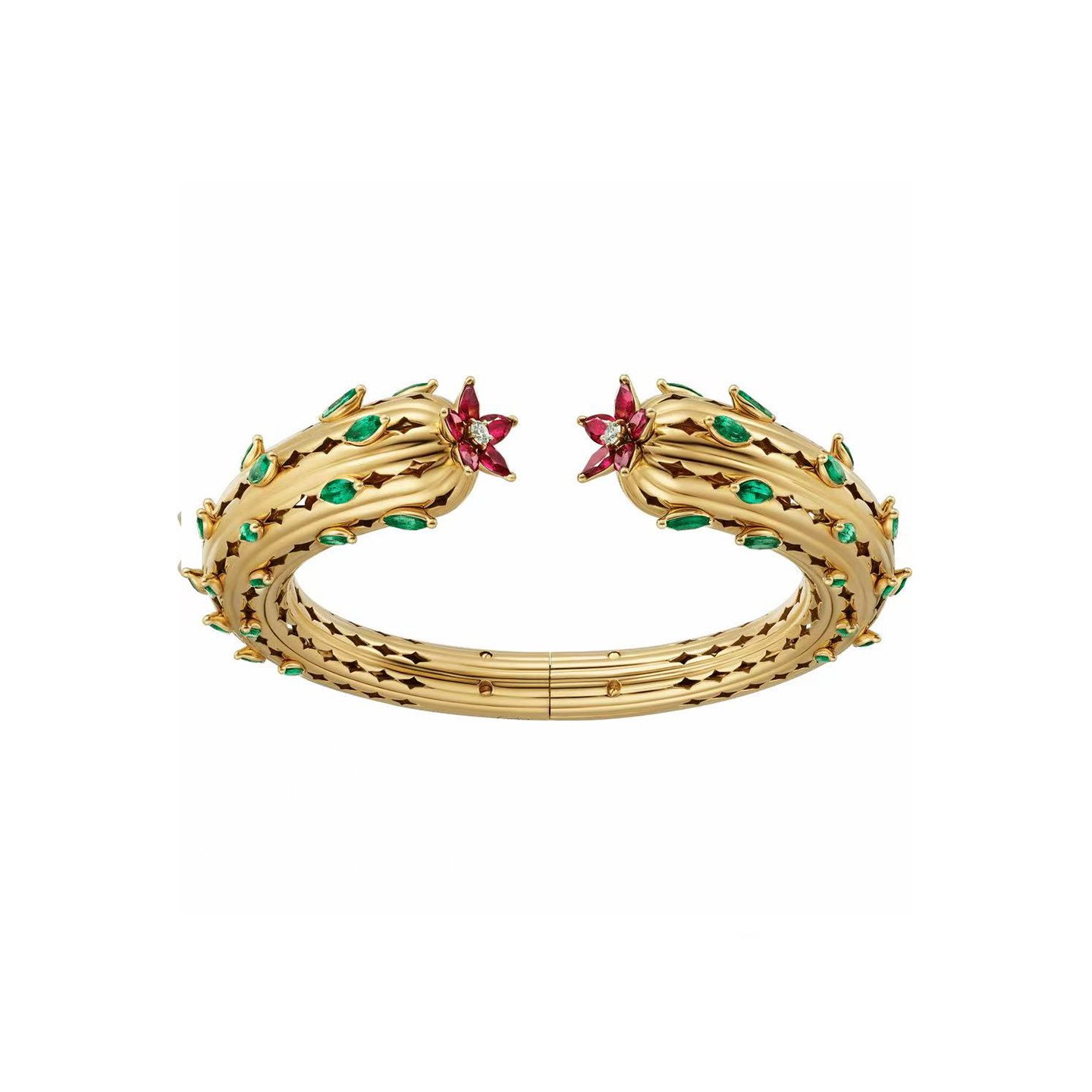 18k gold Cactus bracelet with natural diamonds customized