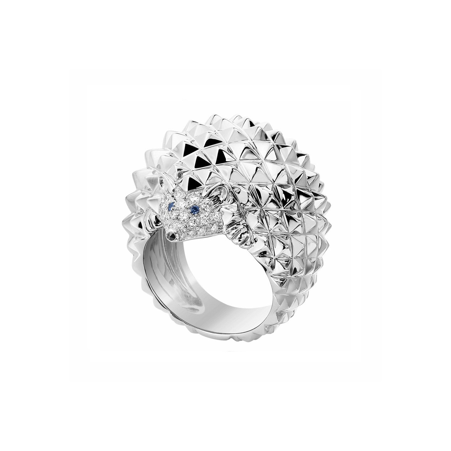 18k godl Hedgehog Ring with full set natural diamonds customized