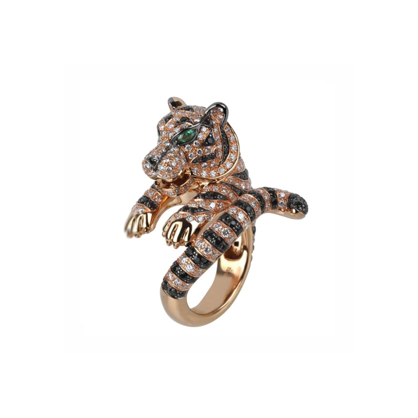 18k gold Tiger Ring with natural diamonds customized