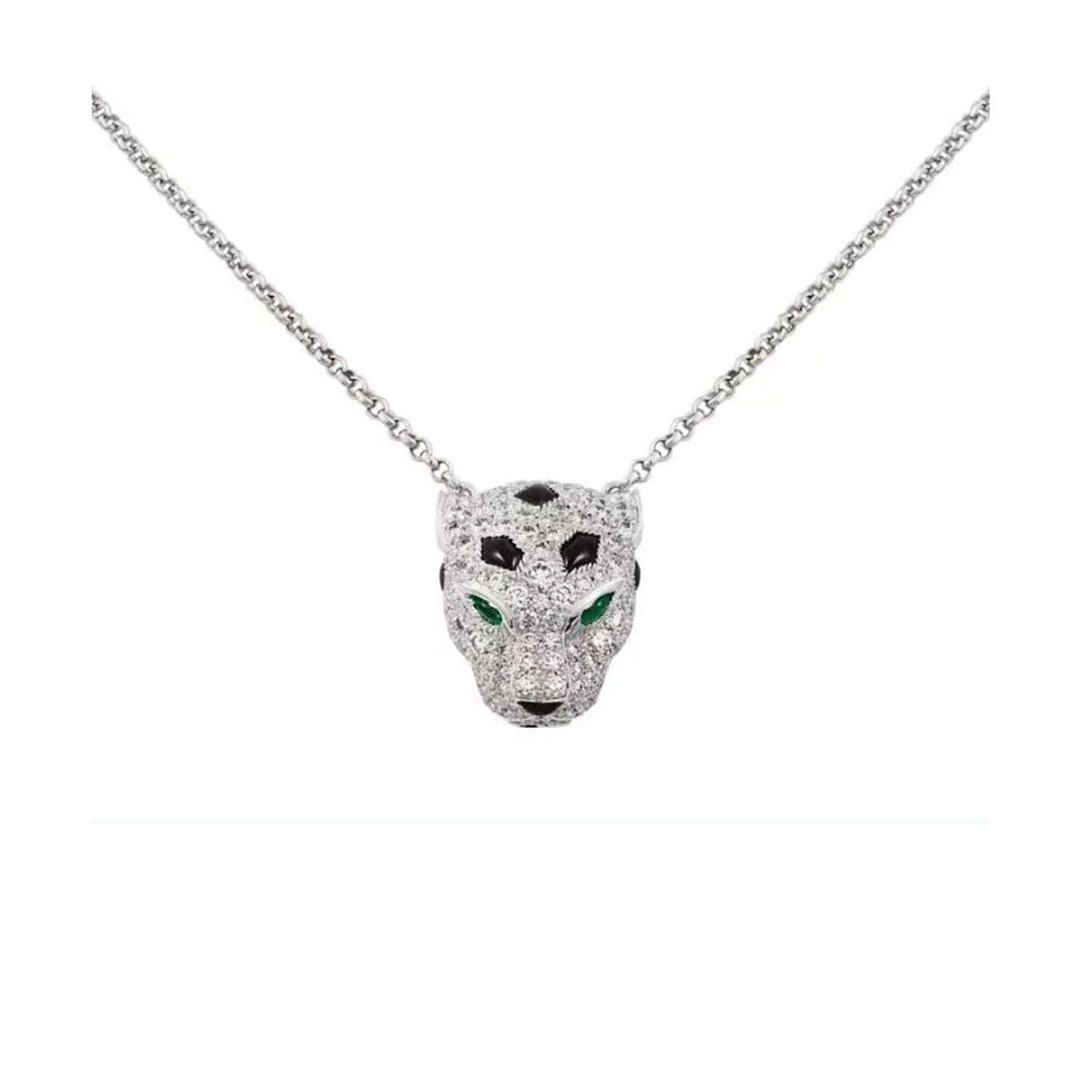 18k gold Leopard Head Pendant Necklace with natural diamonds customized