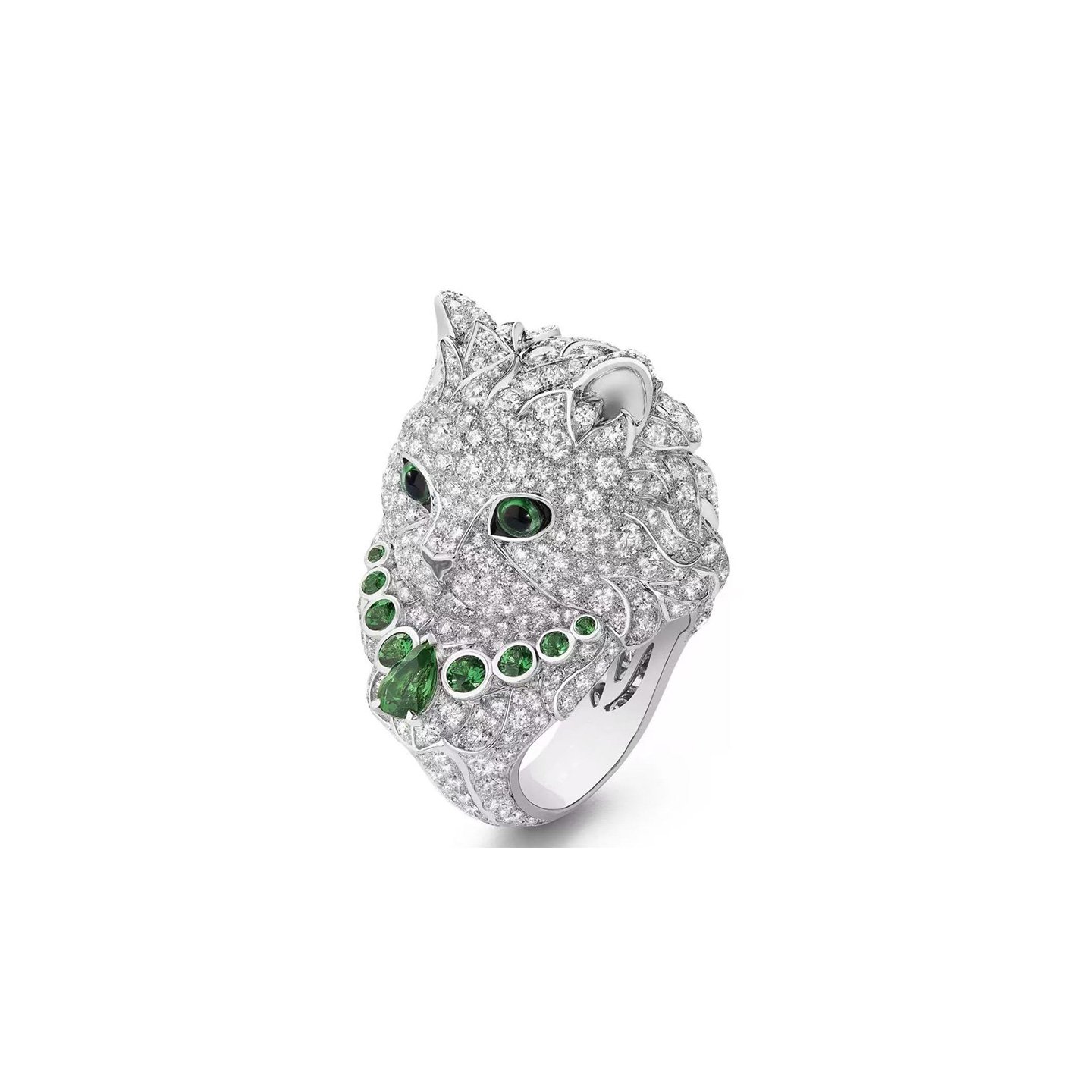 18k gold Cat Ring with full set natural diamonds customized