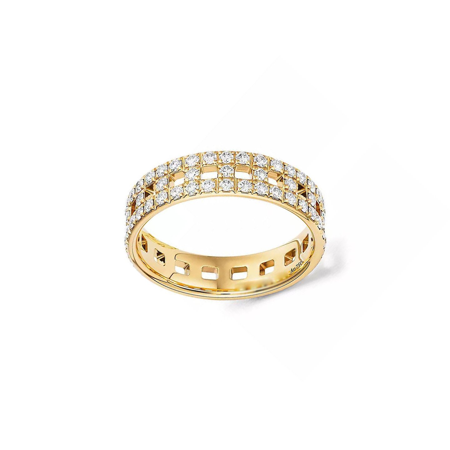 18k gold T-ring with full set natural diamonds customized