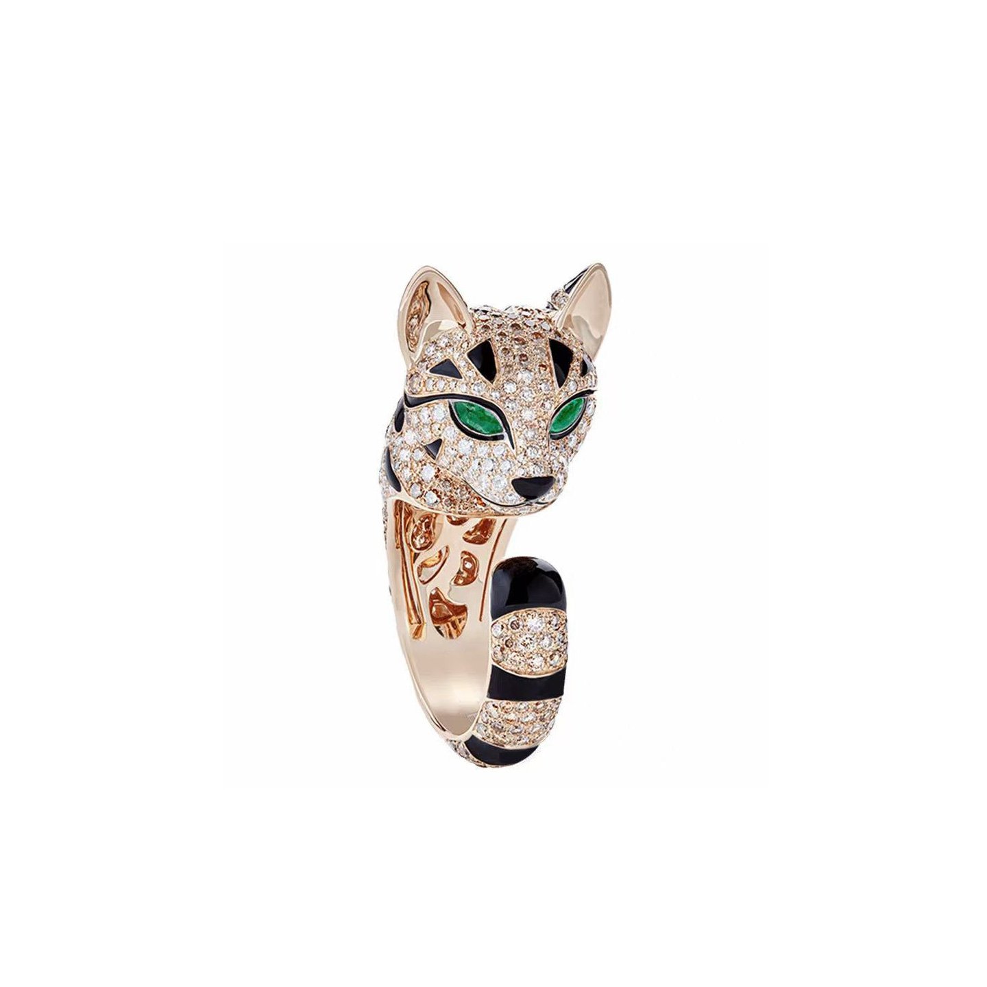 18k gold Leopard Cat Ring with full set diamonds customized