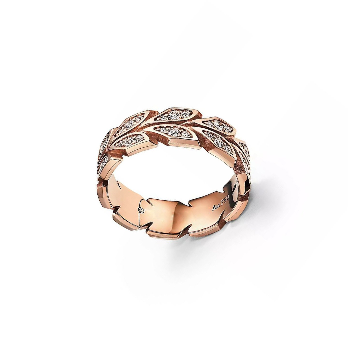 18k gold Olive Branch Leaf Ring with natural diamonds customized