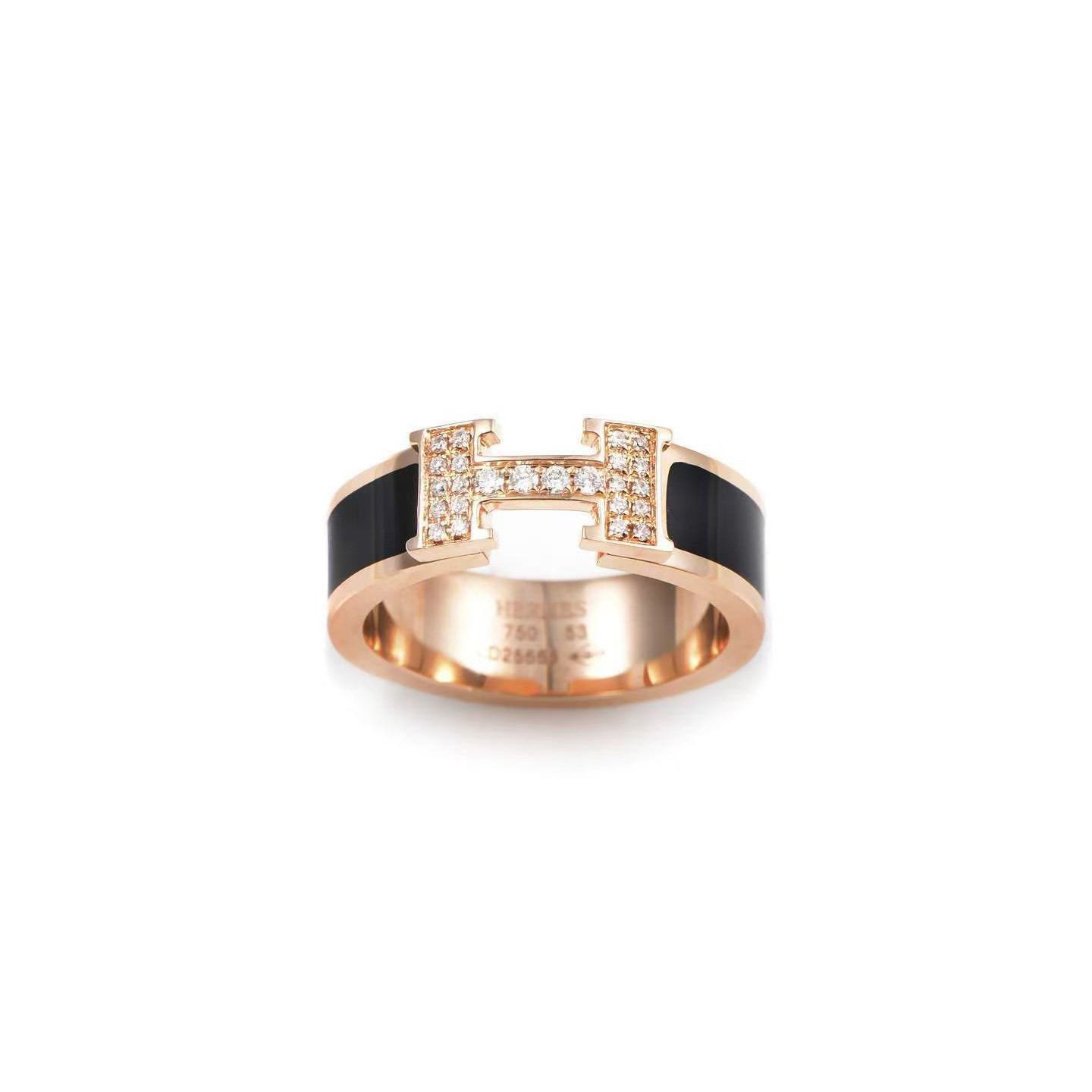 18k gold H-shaped ring with natural diamonds customized