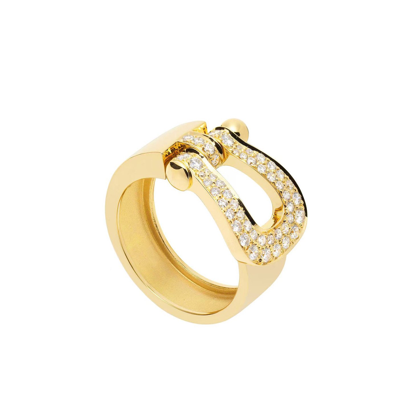 18k gold horse-hoof ring with natural diamonds customized