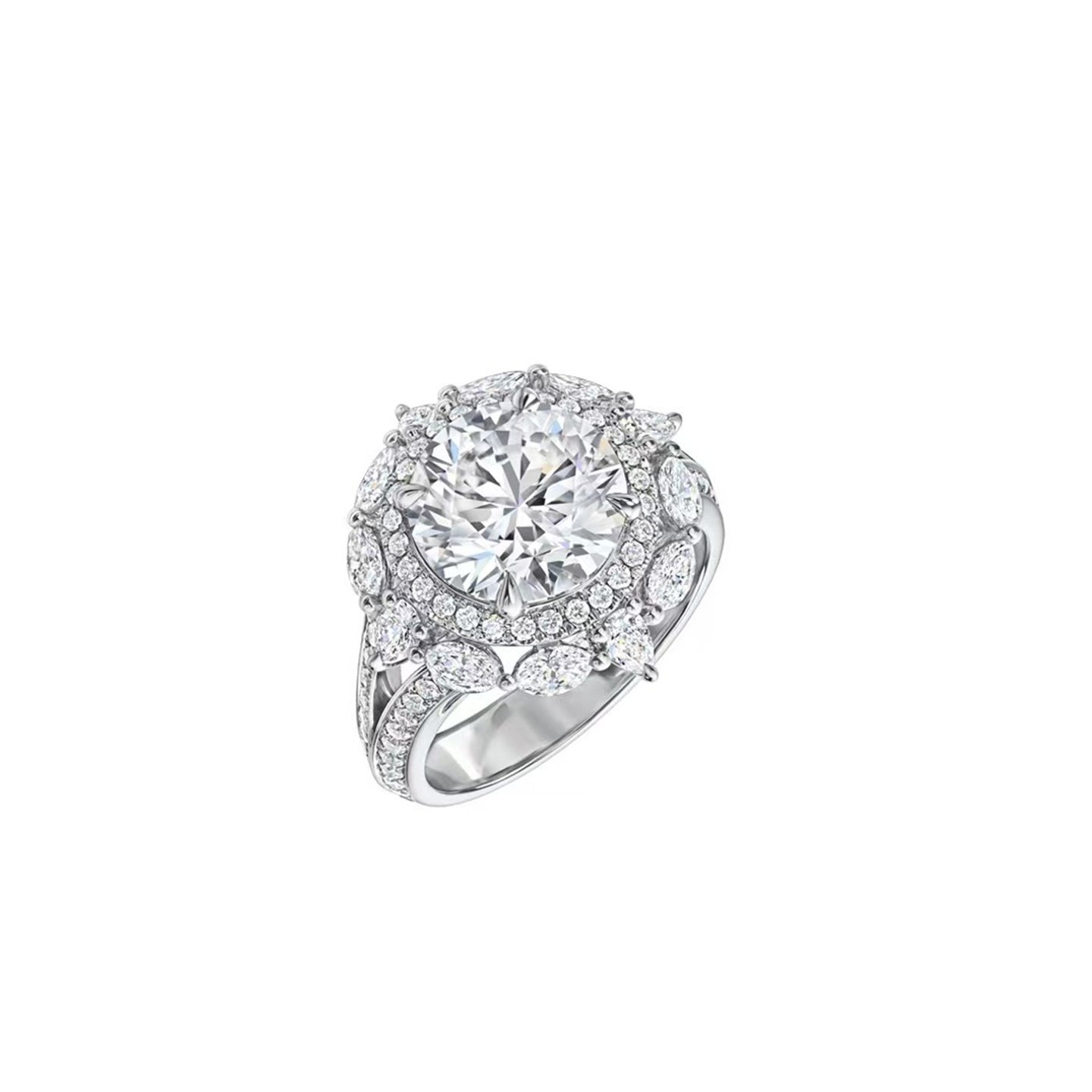 18k gold Double-forked arm diamond ring hw customized