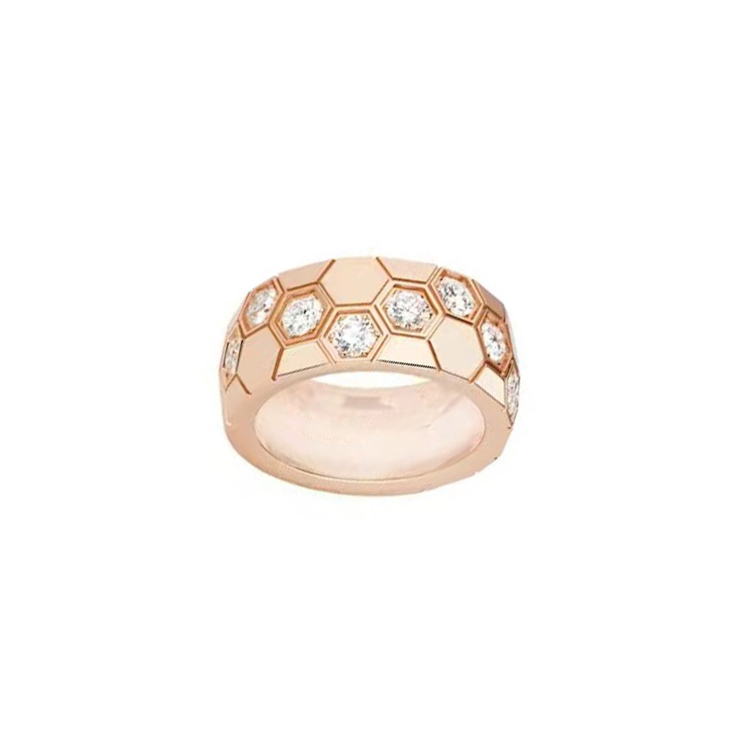 Ultra-Wide Hive Ring with natural diamonds 18k gold customized