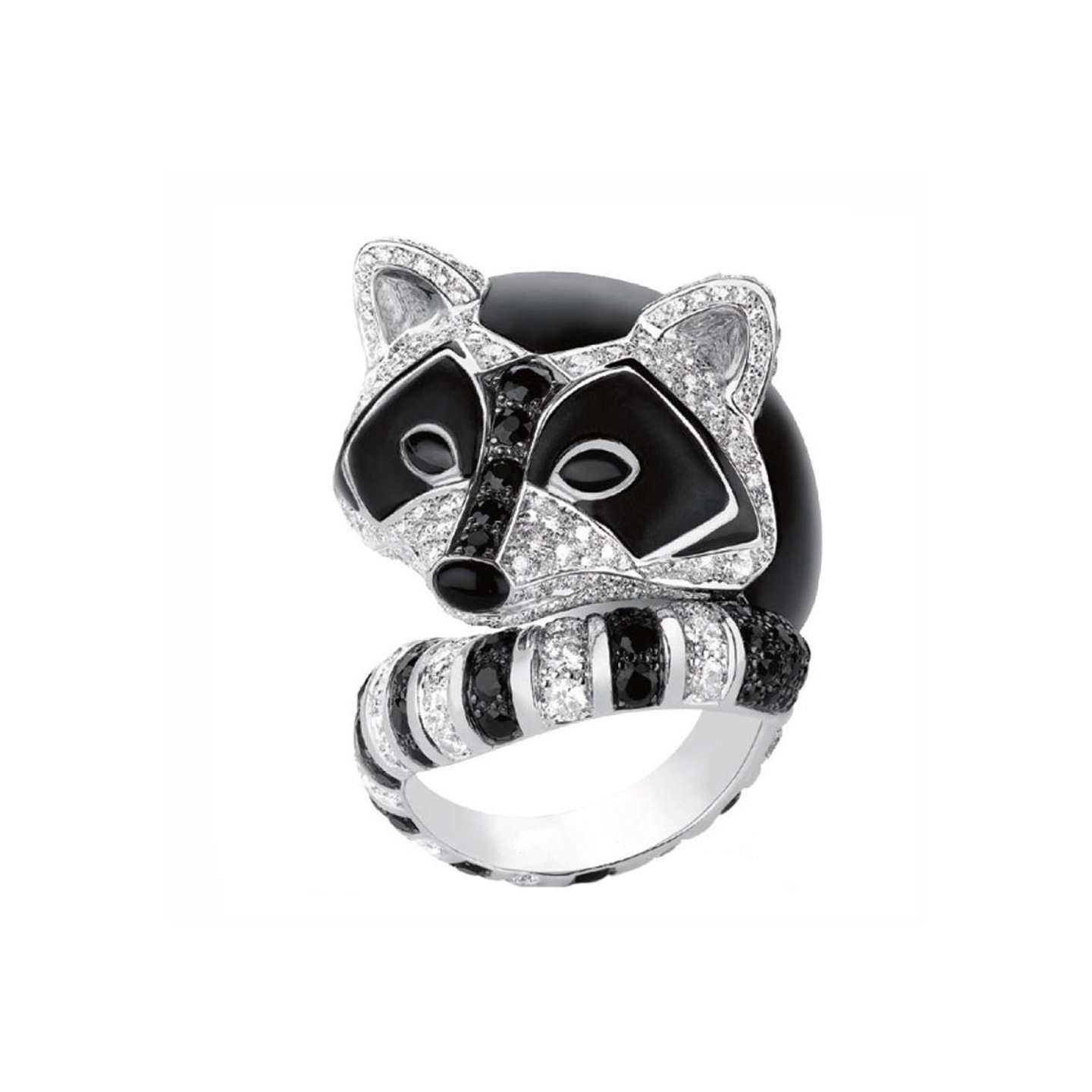 18k gold Raccoon Ring with natural diamonds customized