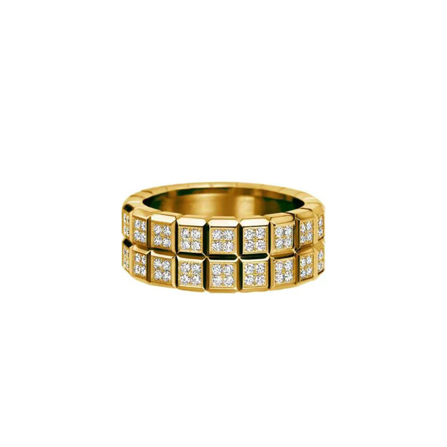 18k gold large version Ice Cube Ring with natural diamonds customized