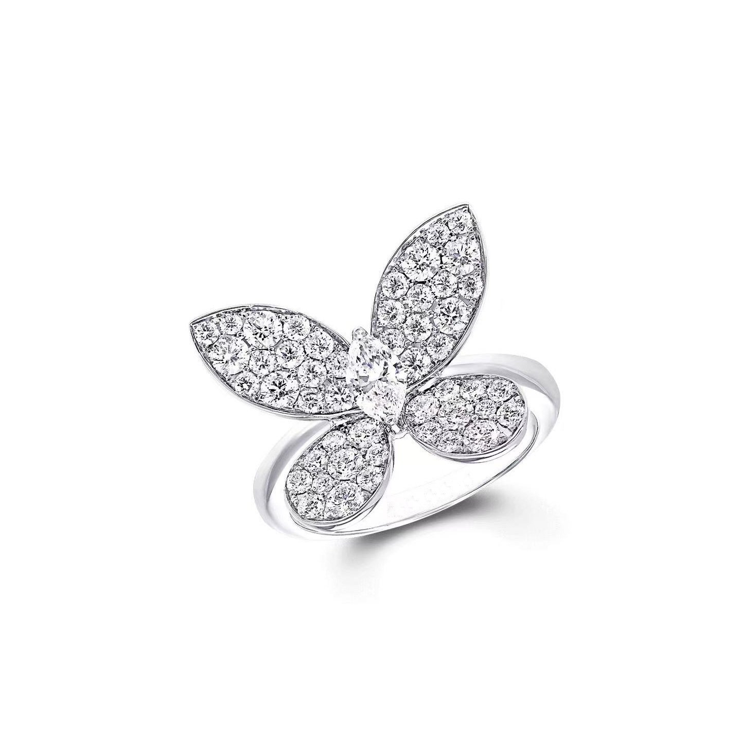 18k gold Butterfly ring with natural diamonds customized