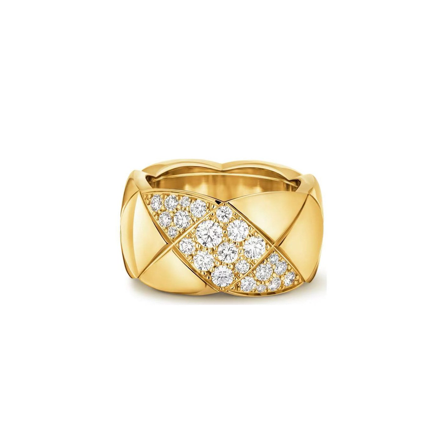 18k gold Ultra-wide version Coco Crush ring with natural diamonds customized