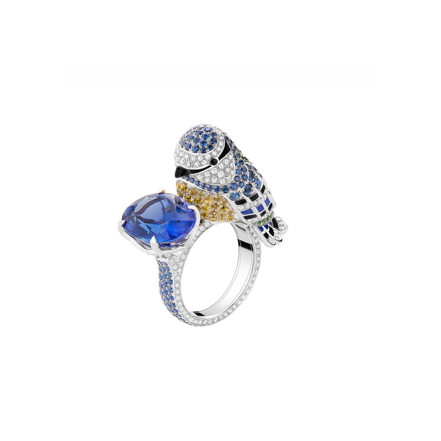 18k gold full set natural diamonds Sapphire Sparrow Ring customized