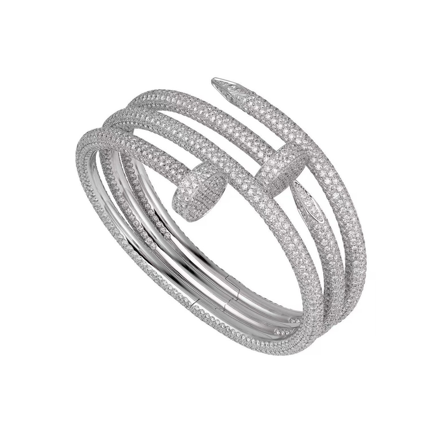 18k gold Natural diamond multi-circle nail bracelet customized