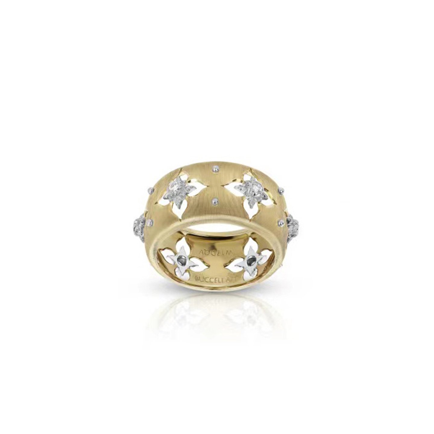 18k gold openwork Drawing wire ring with natural diamonds customized