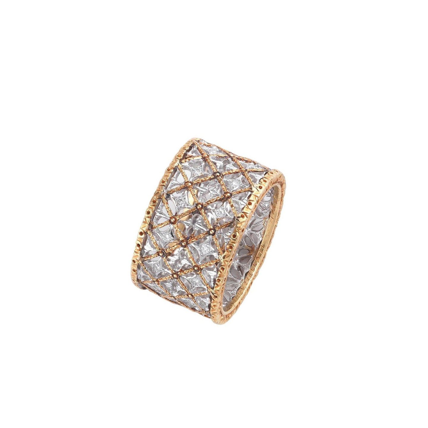 18k gold Lace Square-pattern ring with natural diamonds customized