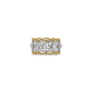 Wave Edge Lace tulle ring with natural diamonds 18k gold customized