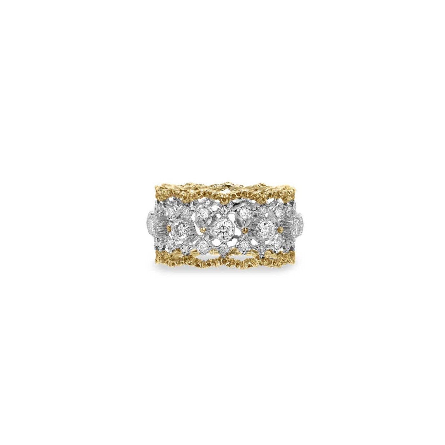 Wave Edge Lace tulle ring with natural diamonds 18k gold customized