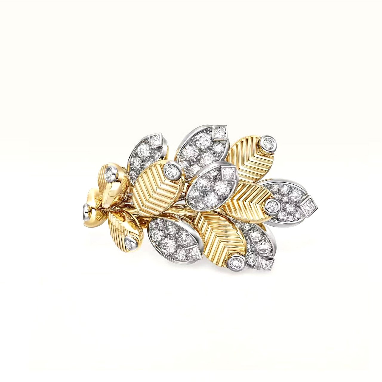 18k gold Coffee bean cafe ring with natural diamonds