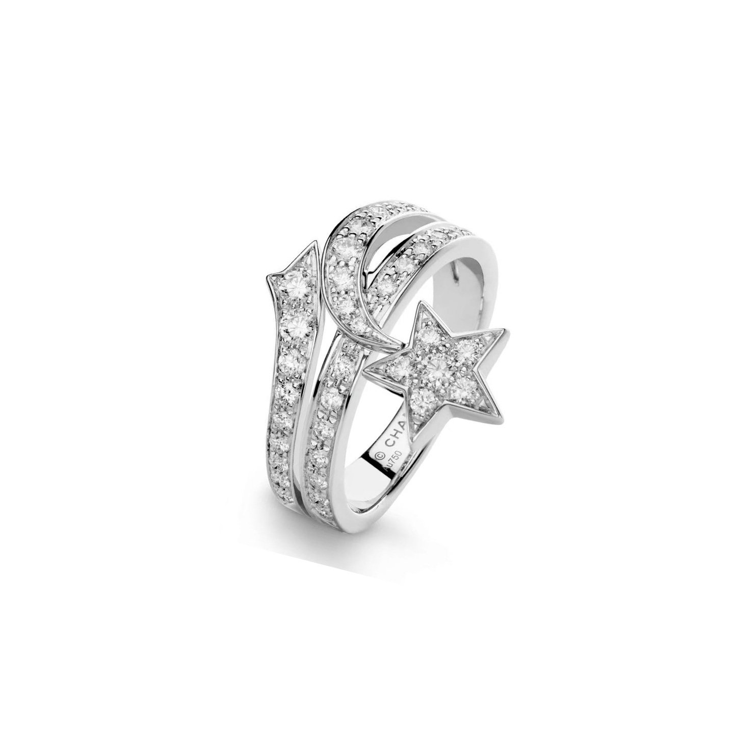 18k gold Comet Ring with natural diamonds customized