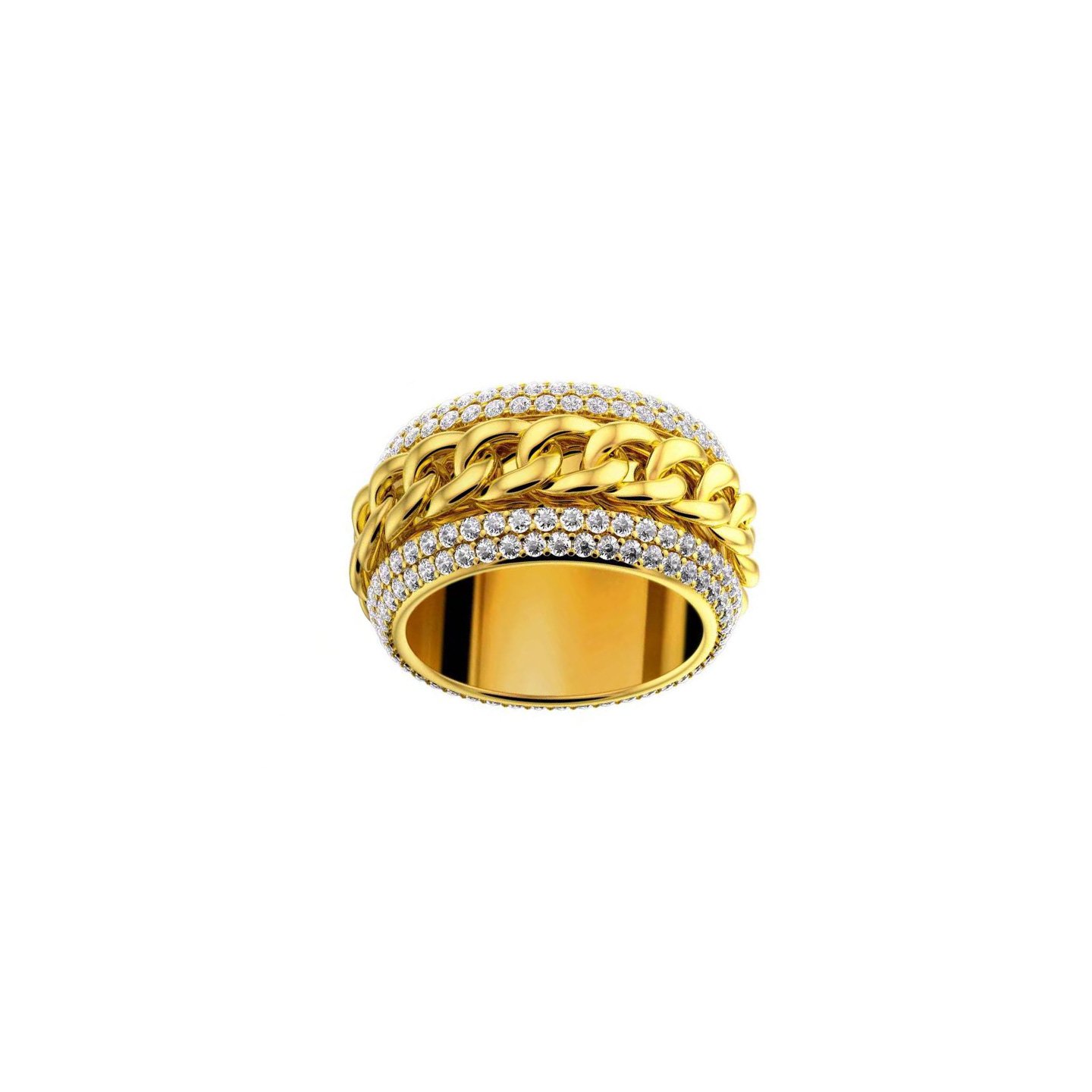 18k gold chain Luck-Bringing Ring with natural diamonds customized