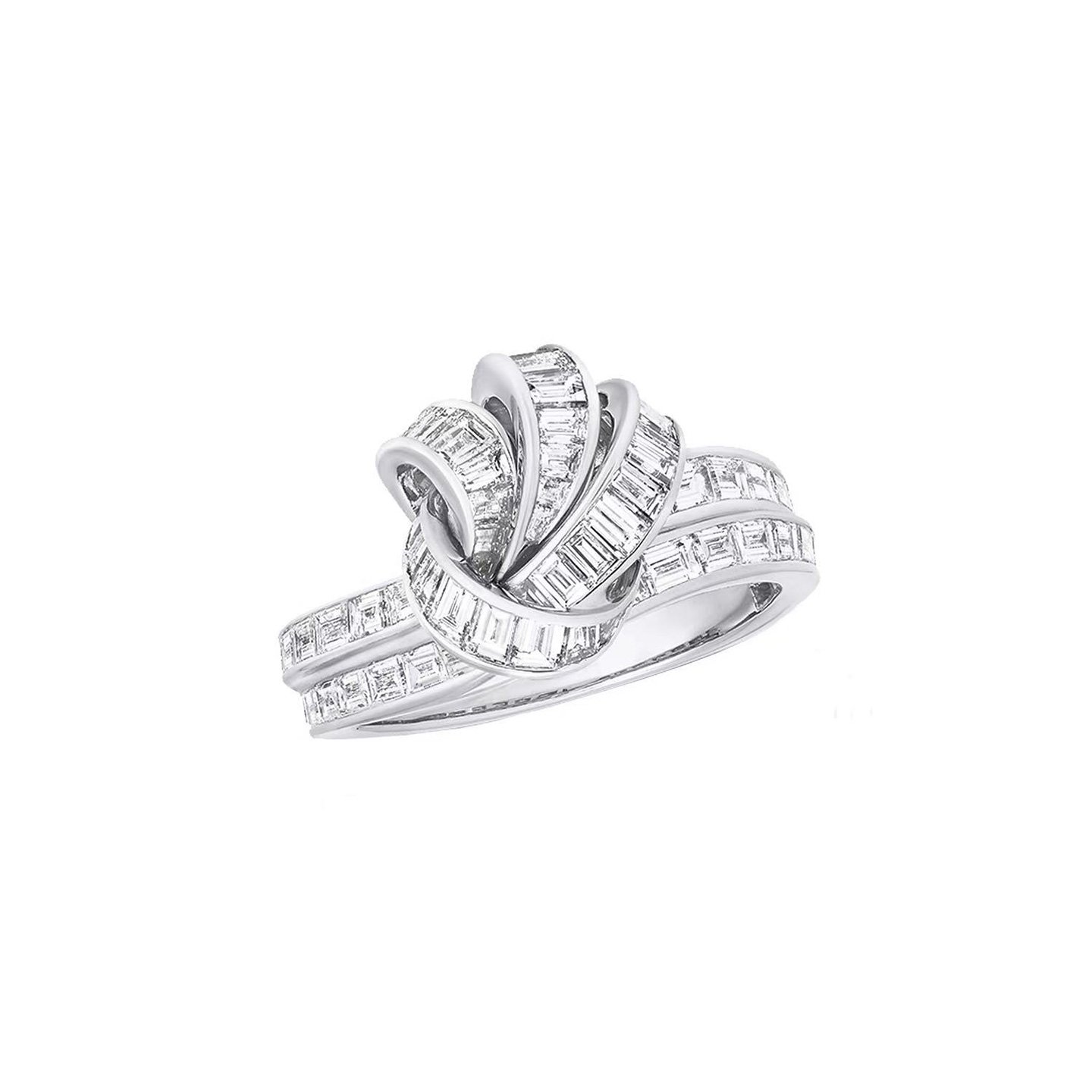 18k gold Ribbon Knot Ring with natural diamonds customized