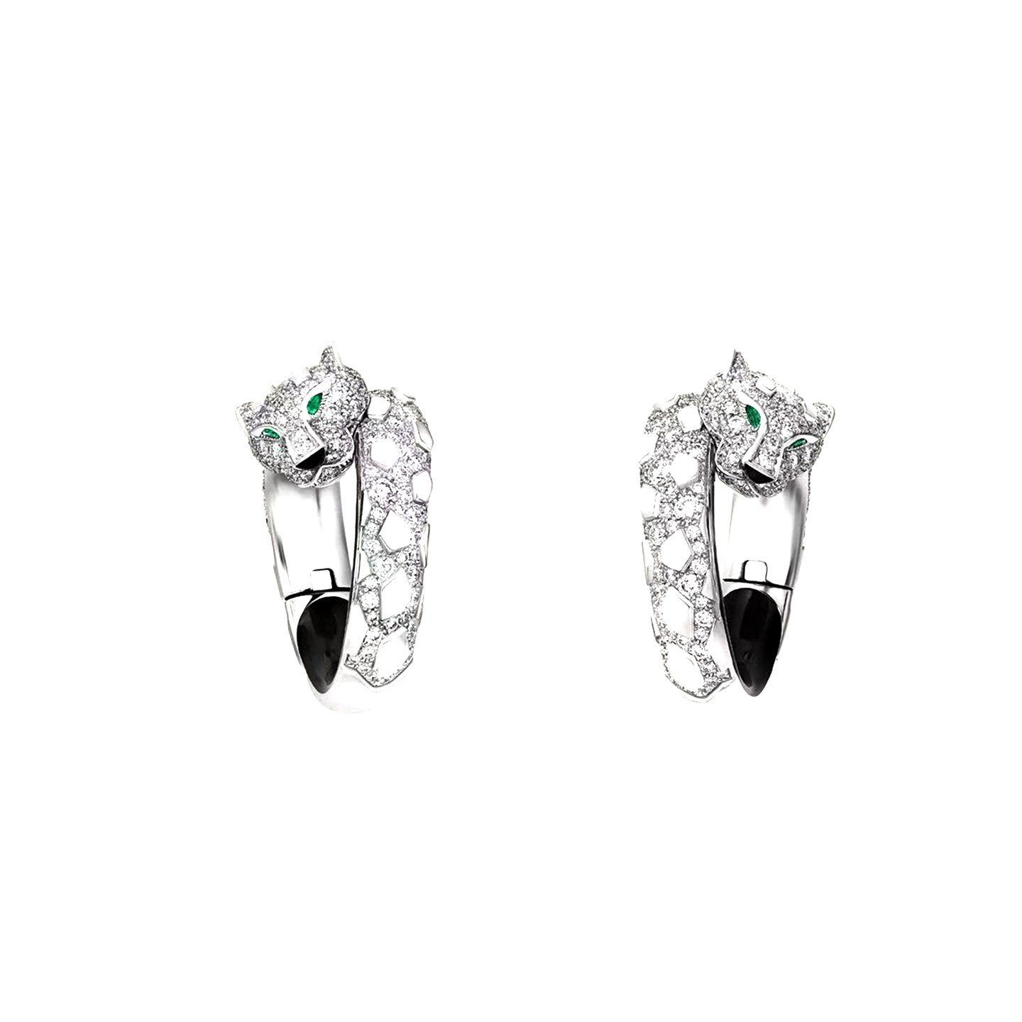 18k gold Black agate leopard earring with full set diamonds