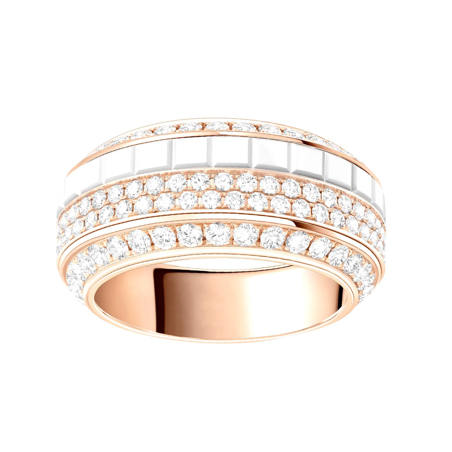18k gold Luck-Bringing Ceramic Ring with natural diamonds customized