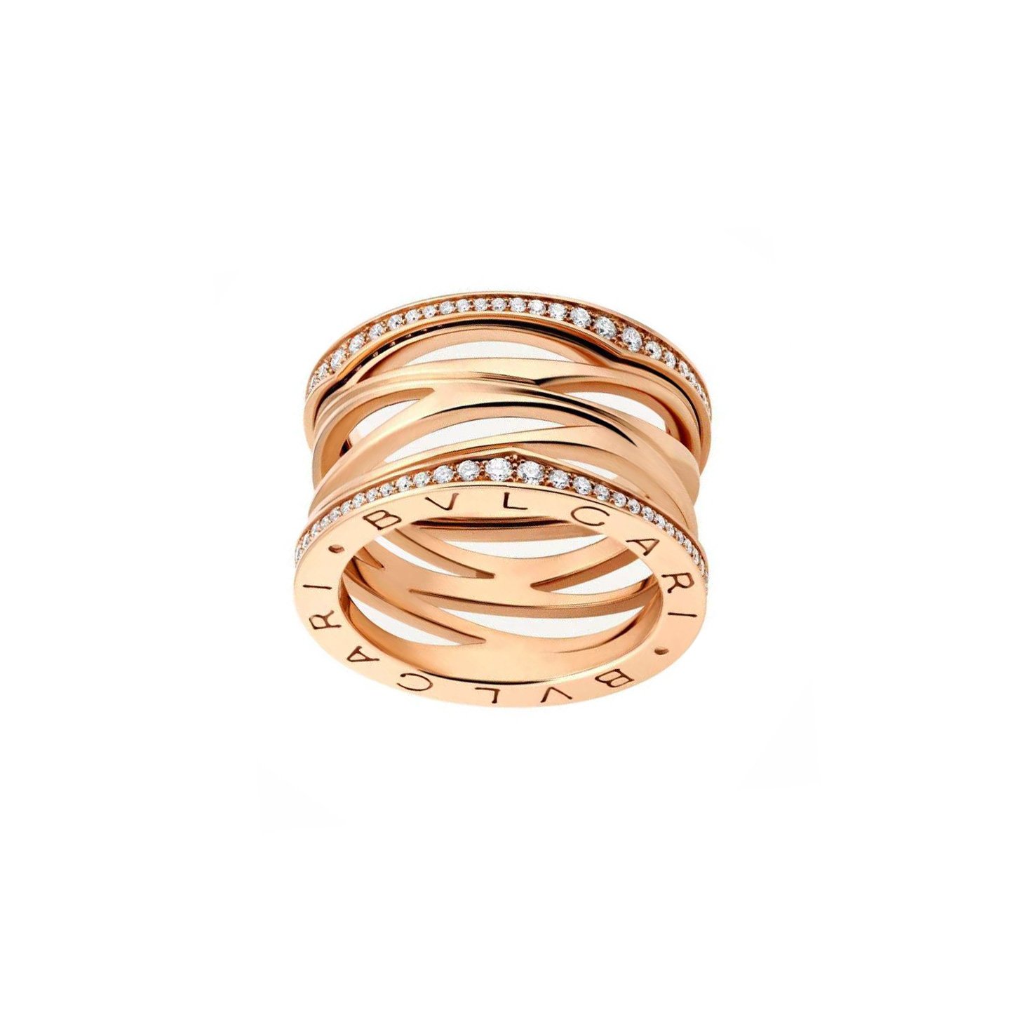 18k gold Streamline Spring Ring with natural diamonds customized