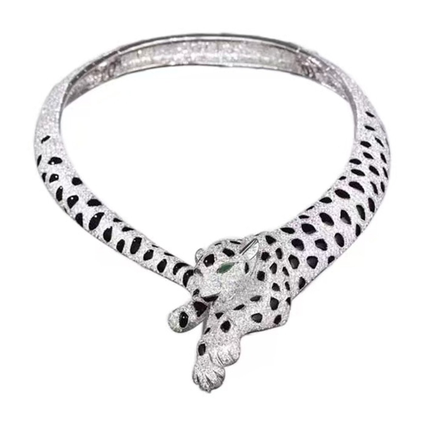 18k gold Diamond-studded leopard collar customized