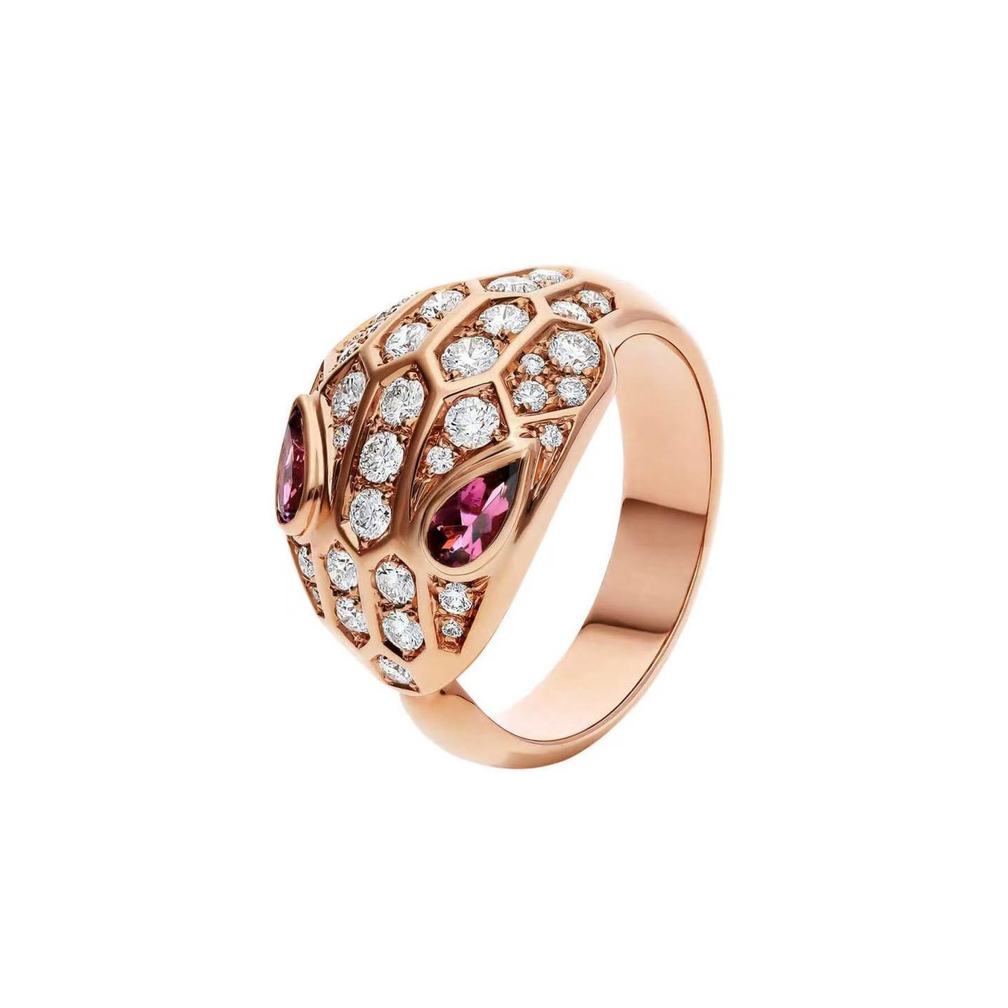 18k gold Snake-headed ring with natural diamonds customized