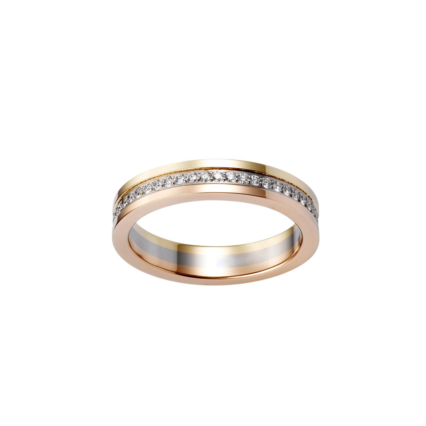 18k gold Three-color wedding ring with diamonds