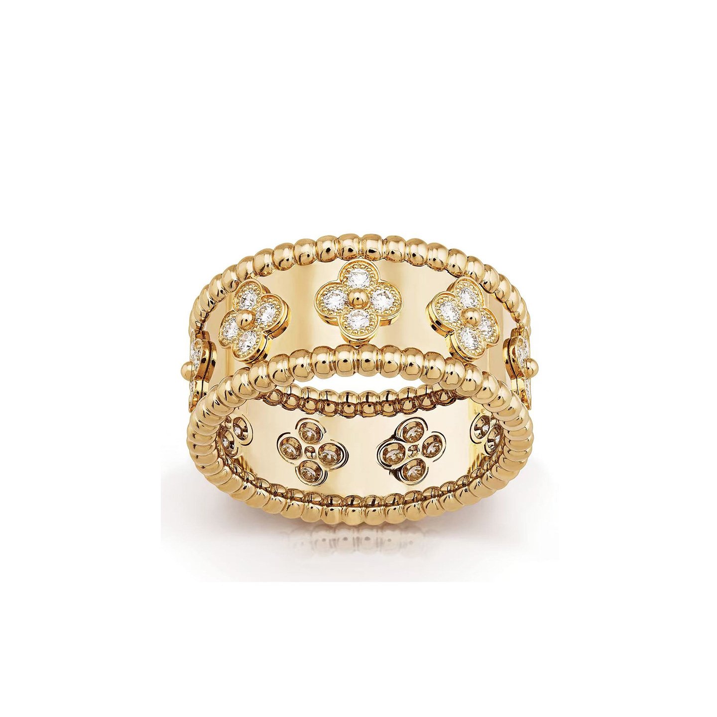 18k gold kaleidoscope ring with natural diamonds customized